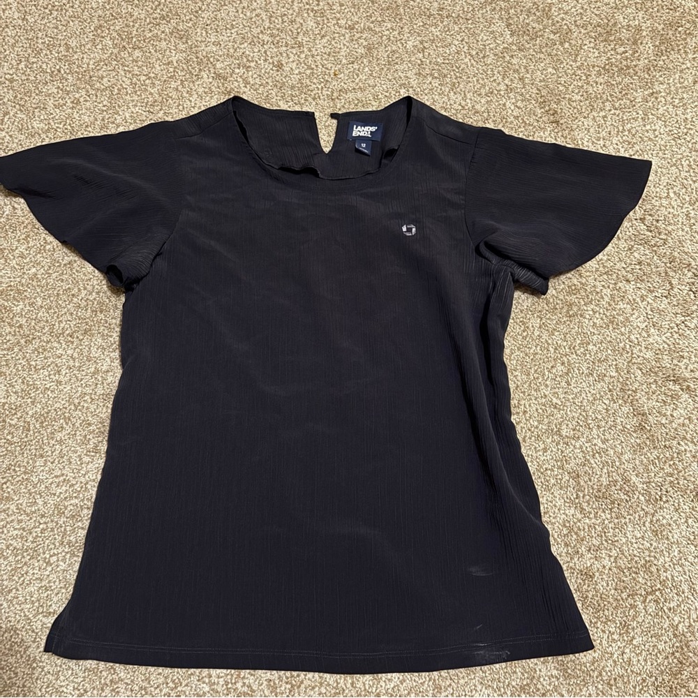 Chase Bank Lands End Flutter Sleeve Blouse